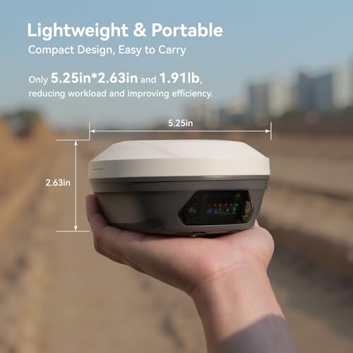 E1 Pro RTK GNSS Surveying Equipment, GNSS RTK GPS with IMU Rover Receiver, GPS RTK with Larger HD Color Screen and Handheld Collector, 1cm Accuracy, 60° Tilt Survey, 15km UHF Range - style: E1 Pro