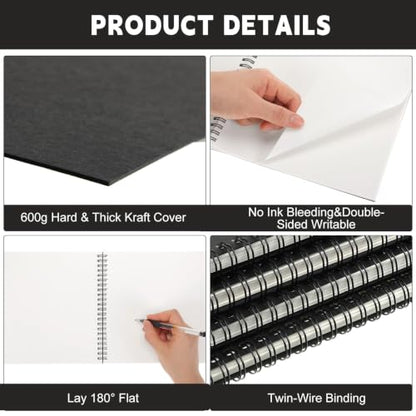 Gueevin 1 Pack 8 x 8 Inch Sketch Book Bulk Spiral Sketchbook 60 Sheets - size: 8 x 8 Inch