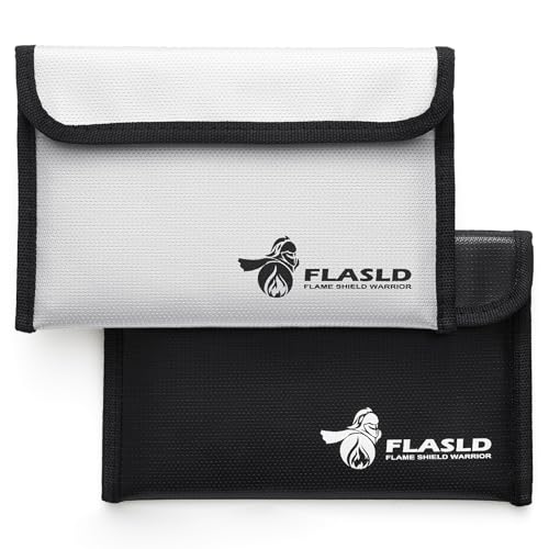 FLASLD Fireproof Money Bags, Fireproof Wallet Pouch, Small Safe Bag for Cash, Valuables & Passport, with Silicone Coating & Zipper Closure (2-Pack Money Bag-8x5”) - color: 2-Pack Money Bag-8x5”