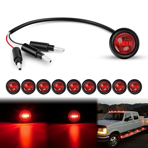 Nilight 3/4" Round Marker Light 10PCS Red LED 3 Connectors Brake Lights - color: 10pcs 3Pin Red