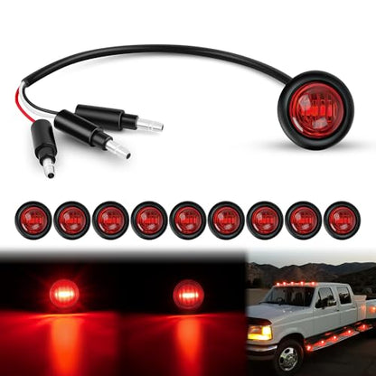 Nilight 3/4" Round Marker Light 10PCS Red LED 3 Connectors Brake Lights - color: 10pcs 3Pin Red