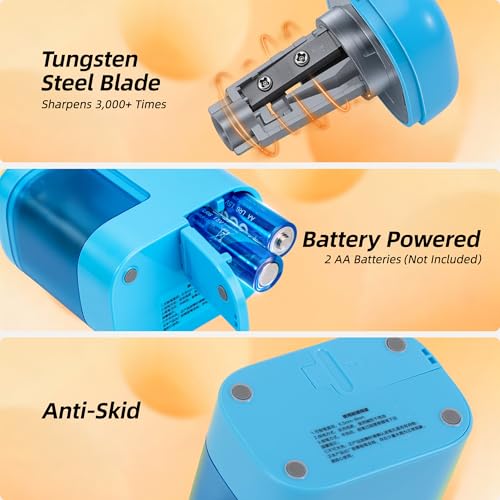Deli Electric Pencil Sharpener, Battery Operated Portable Pencil Sharpener - color: Blue