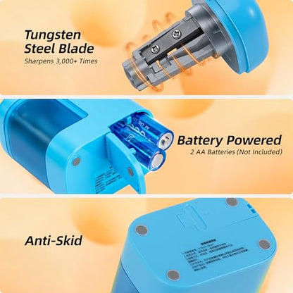 Deli Electric Pencil Sharpener, Battery Operated Portable Pencil Sharpener - color: Blue