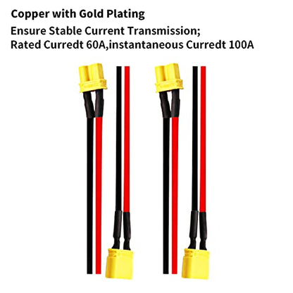 4Pairs XT30U Male Female Connectors 18AWG 4inch Wire with Sheath - color: Xt30u Cable