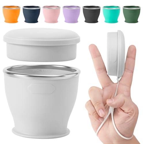 Collapsible Travel Cup, Foldable Water Cup with Lid, for Travel - color: Gray