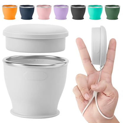 Collapsible Travel Cup, Foldable Water Cup with Lid, for Travel - color: Gray