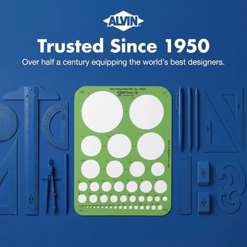 Alvin, Circle Guide Template, 44 Circles, 7 inches x 9.25 inches x .030 inches - style: 44 Circle Guide Template