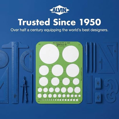 Alvin, Circle Guide Template, 44 Circles, 7 inches x 9.25 inches x .030 inches - style: 44 Circle Guide Template