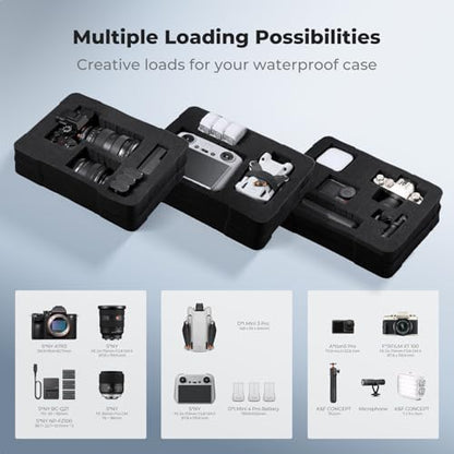 K&F CONCEPT Waterproof Hard Case, IP67 Protective Case with Pre-Scored Foam - color: Black