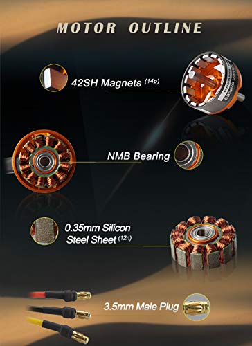 FLASH HOBBY D3542 Brushless Outrunner Motor 1000KV RC Electric Motor for Mini Multicopter RC Plane Fixed-Wing UAV Robotic Arm