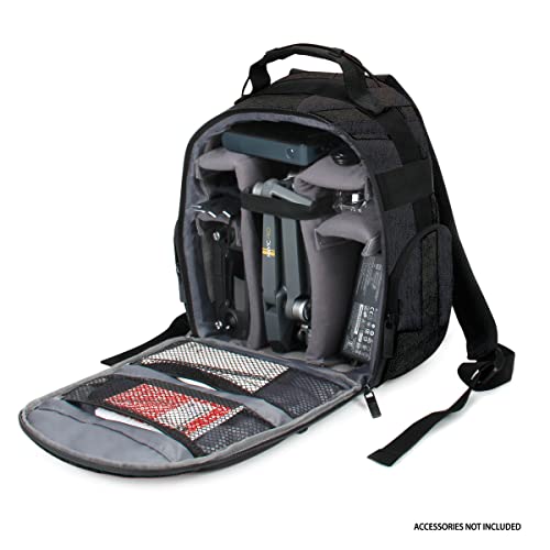 USA Gear Compact Drone Backpack - RC Quadcopter Drone Case Fits DJI Mini 4K, DJI Mini 3, AVIALOGIC, Controller & more Compact Quadcopters - Customizable Interior, Weather Resistant Exterior (Black) - color: Black