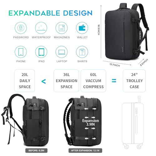 BANGE Air Compression System Backpack with electronic scaleVacuum Compression Travel Backpack,Expandable Backpacks with Pump for Airplanes (With Air Pump) - style: With Air Pump