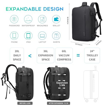 BANGE Air Compression System Backpack with electronic scaleVacuum Compression Travel Backpack,Expandable Backpacks with Pump for Airplanes (With Air Pump) - style: With Air Pump