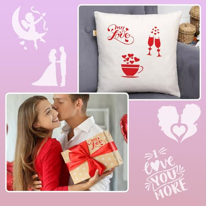 Augshy 56 Pack Valentine's Day Stencils, Reusable Craft Templates, 3 Inch - style: Valentines