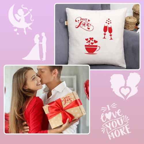 Augshy 56 Pack Valentine's Day Stencils, Reusable Craft Templates, 3 Inch - style: Valentines