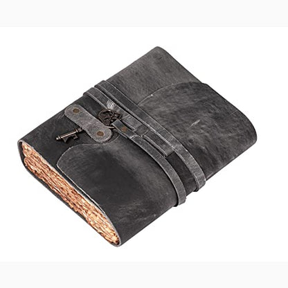 LEATHER VILLAGE Fancy Journal Key Lock, Slate Grey 6x4. - color: Grey, size: 6"X4"