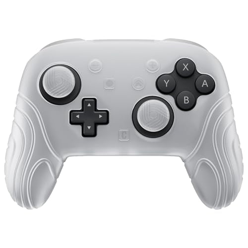 PlayVital for Nintendo Switch 2 Pro Controller Silicone Cover – Samurai Edition Protective Skin Case for Switch 2 Pro Controller with Back Button Caps & Thumb Grips, Shockproof - Clear White - color: Clear White