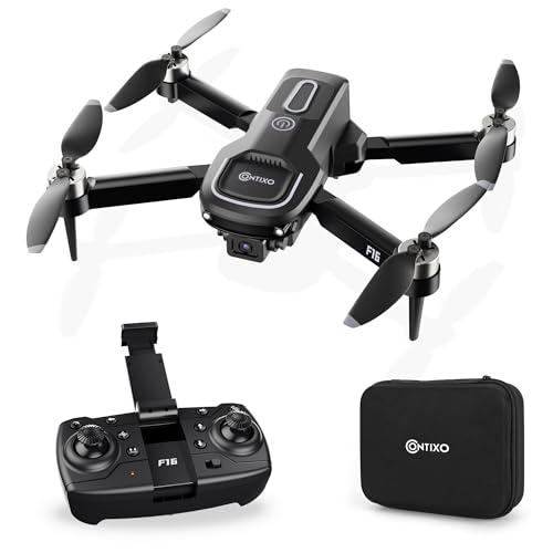 Contixo F16 Camera Drone For Kids, 360° Flip Brushless Motor 2.4G RC Quadcopter Foldable Gesture Control FPV Flying Drones with 17 Mins Intelligent Flight Time For Beginners children Indoor Outdoor - style: F16