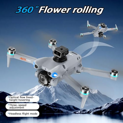 AE5 Pro RC Drones, Foldable Quadcopter with Electric Adjustable Camera, WiFi FPV Live Video, 360° Stunt Roll, Stable Hover for Outdoor Shooting(2 Batteries)