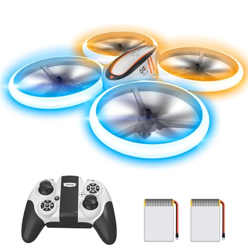 Q9s Drones for Kids,Cool RC Drone with Altitude Hold and Headless Mode,Hobby Quadcopter with Blue&Orange Light,2 Batteries and Remote Control,Birthday and Xmas Gifts Toys for Boys and Girls,Orange - color: Orange