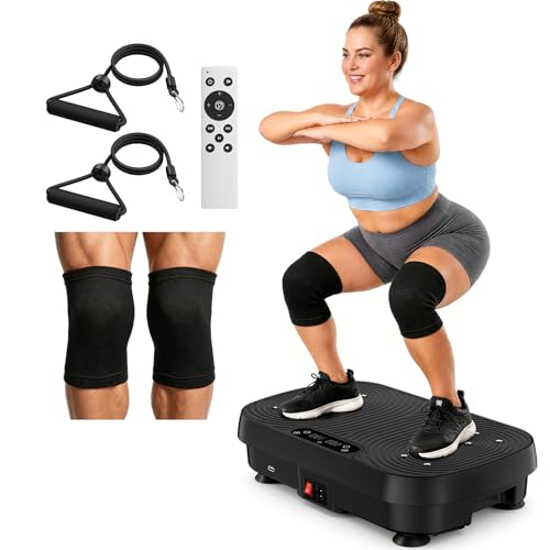Vibration Plate Exercise Machine, 130 Levels Full Body Workout Vibrating Plate for Lymphatic Drainage Weight Loss, 450 Lbs Capacity Shake Platform with Bluetooth for Women Men - color: Matte Black