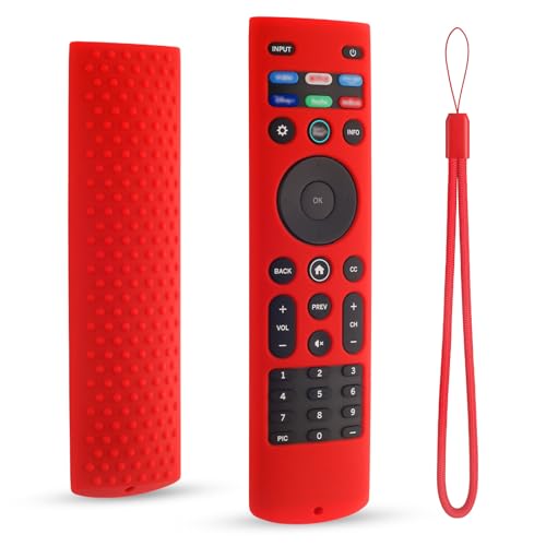 Silicone Remote Control Cover for Vizio XRT140, Protective Case for Vizio Smart TV Remote with Lanyard, Anti-Slip (Red) - color: Red