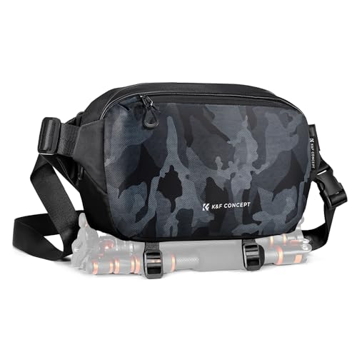 K&F CONCEPT 2 in 1 Camera Sling Bag, Everyday Shoulder Bag - color: 05 Black+Camouflage Medium
