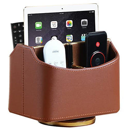 360° Swivel Remote Control Holder,TV Remote Caddy for Nightstand Table,Gold - color: coffee