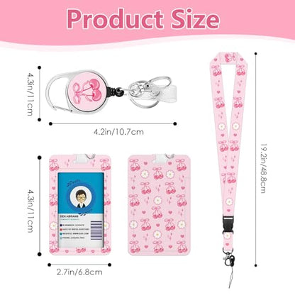 Lanyards for ID Badges, Pink Cherry Bow Cute ID Badge Holder - color: Cherry