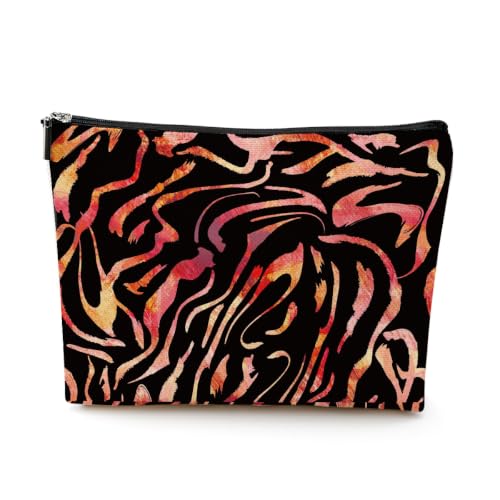Gradient Zebra Print Makeup Bag, Makeup Organizer Cosmetic Bags for Women - color: RedStripe