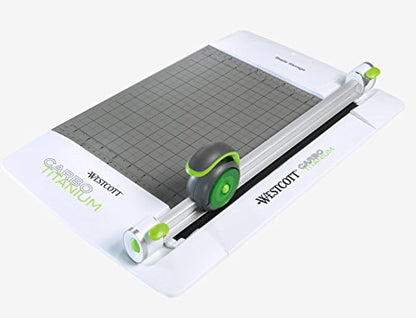 Westcott 12" CarboTitanium 45mm Rotary Metal Base Trimmer, White, Green (16718)
