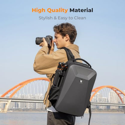 K&F CONCEPT Camera Backpack,Hardshell Photography DSLR Camera Bag - color: Deep Grey