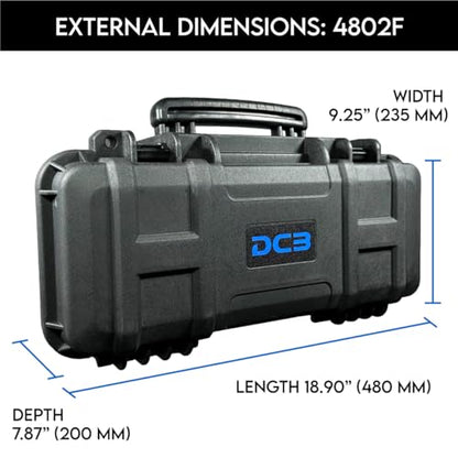 DCB Cases - Element 4802F | 19 x 9 x 8 Ext Dim | IP67 Waterproof | Pluck Foam Insert | Foldable Handle | Pressure Control Valve | Resin-Reinforced Injection Molded Plastic | 2 Latch Lid Close