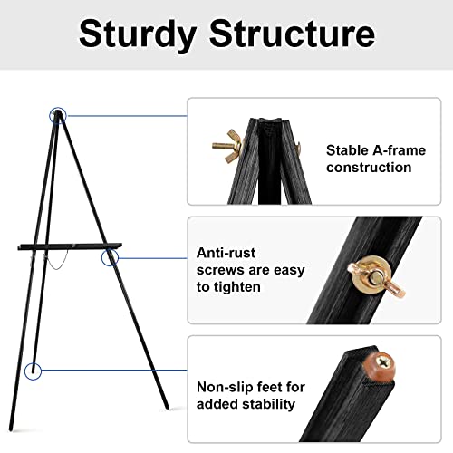 Falling in Art 65" A-Frame Wooden Tripod Easel Stand (Black) - color: Black-1 Pack