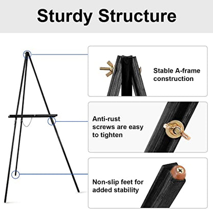 Falling in Art 65" A-Frame Wooden Tripod Easel Stand (Black) - color: Black-1 Pack