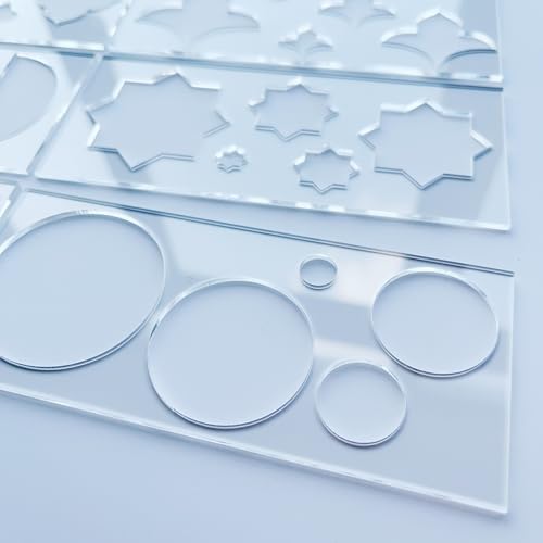Mandala Art Stencils Set, 6 Clear Acrylic Shapes with 5 Sizes Each, Drawing Templates for Dot Art, Circles, Squares