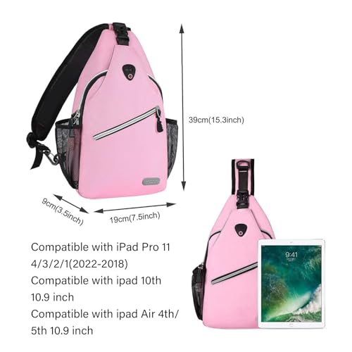 MOSISO Small Sling Bag for Men, Crossbody Shoulder Chest Daypack Bag - color: Light Pink