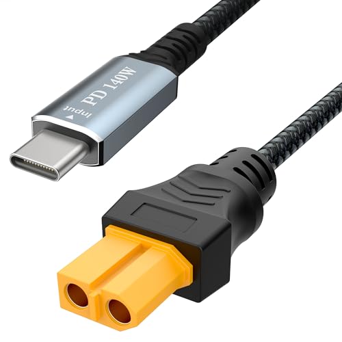 140W USB C to XT60 Charging Cable, 1.65FT Type C to XT60 Female Adapter PD 140W max Charging Cable for Drone, Solar Battery,etc for Tool-kitrc M7 M6 M6D M8S Charger(0.5M/1.65F) - size: C-XT60 cable (1.65FT)