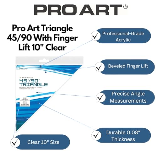 Pro Art Triangle 10" W/Finger Lift 45/90 Clear - color: Clear, size: 10-inch, 45/90 Degrees