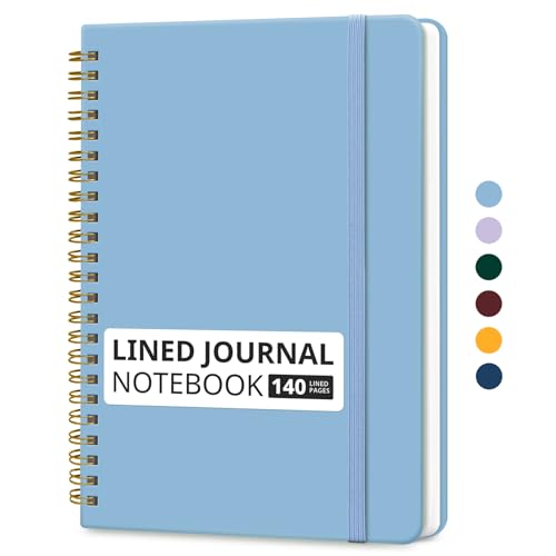 Taja Lined Spiral Notebook for Work, 5.7"x7.9" Spiral Journal College Ruled - color: D-Blue, style: a-Lined(1 Pack)