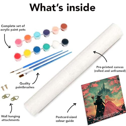 Witch Princess Paint by Numbers Kit for Adults Beginner with Framed - color: Paint by Number-251016