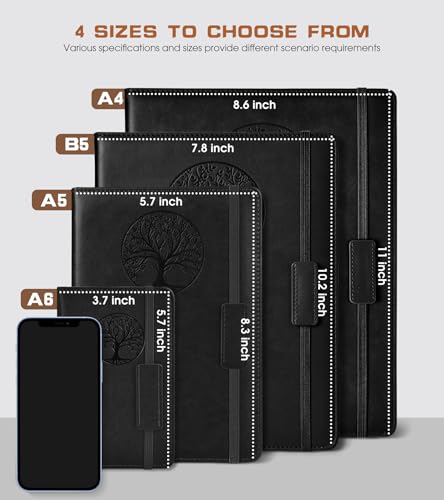 Biuwory Leather Journal Notebook,256 Thick Lined Pages,Hardcover 5.7"×8.3" - color: Black, size: Lined-256 Pages (5.7"×8.3")