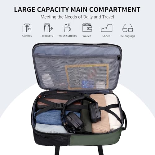 WITZMAN Travel Backpack for Men 40L Convertible Bag Fits 17" Laptop - color: Light Green