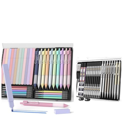 Nicpro 37PCS Metal Mechanical Pencil Set with 33PCS Aesthetic Highlighter and Gel Pen set