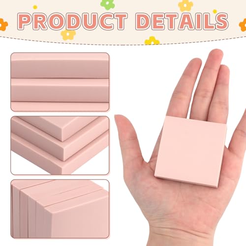 6 Pack 2"x2" Pale Pink Rubber Stamp Carving Blocks - Soft Linoleum Material for DIY Craft Projects & Handmade Stamps - color: 6pack, size: 2"x2"