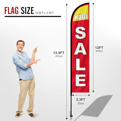 MASTERCANOPY 12FT Tall Sale Feather Flag Pole Kit Red - color: SALE, size: 12FT