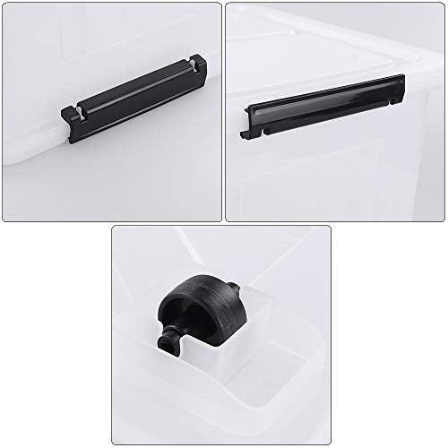 Asking 4-Pack Clear 50 L Storage Boxes, Plastic Storage Bins with Wheels - size: 50 L