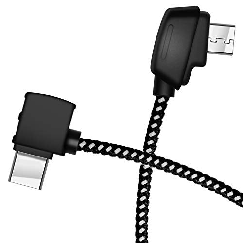 Hanatora Micro-AB to USB C 8.14 Inch Remote Controller Cable for DJI Mavic Mini, Mini SE & Mavic 2 Pro/Zoom, Air, Pro Platinum; OTG Nylon Braided Type C Tablet Data Cord (Type-C Connector)