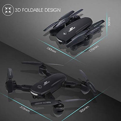 Foldable Drone with 720P Camera for Adults - R10 WiFi FPV RC Quadcopter with Altitude Hold - Gesture Photography - APP Control - Includes 2 Batteries