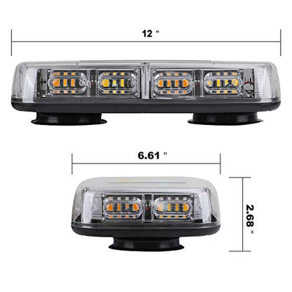 ASPL 48LED Roof Top Strobe Lights, High Visibility Emergency Safety Warning LED Mini Strobe Light bar with Magnetic Base for 12-24V Snow Plow, Trucks, Construction Vehicles (Green/White) - color: Green/White